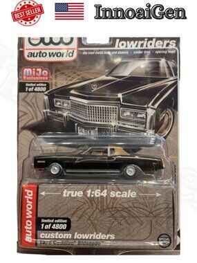 Auto World Custom Lowriders 1975 Cadillac Eldorado 1:64 MiJo Exclusive NIB Black